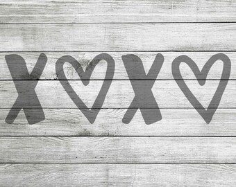 XOXO with hearts SVG & JPEG - Instant Download