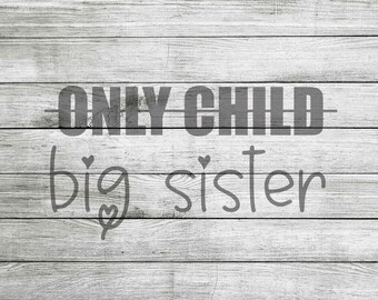 Only Child to Big Sister SVG, JPG & PNG *Instant Download*