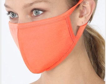 Deep Coral Cotton Face Mask