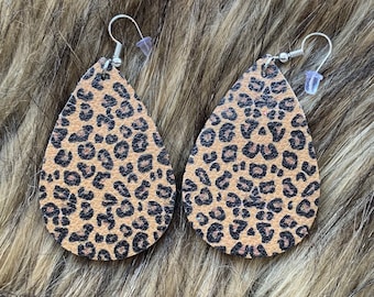 Leopard Print Faux Leather Earrings #3