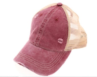 Authentic CC Beanie Ponytail Cap - Burgundy