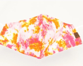 Authentic CC Beanie Face Mask - Pink Tie Dye with Filter Pocket