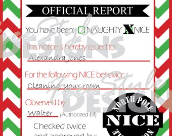 Christmas Elf Nice Note Printable