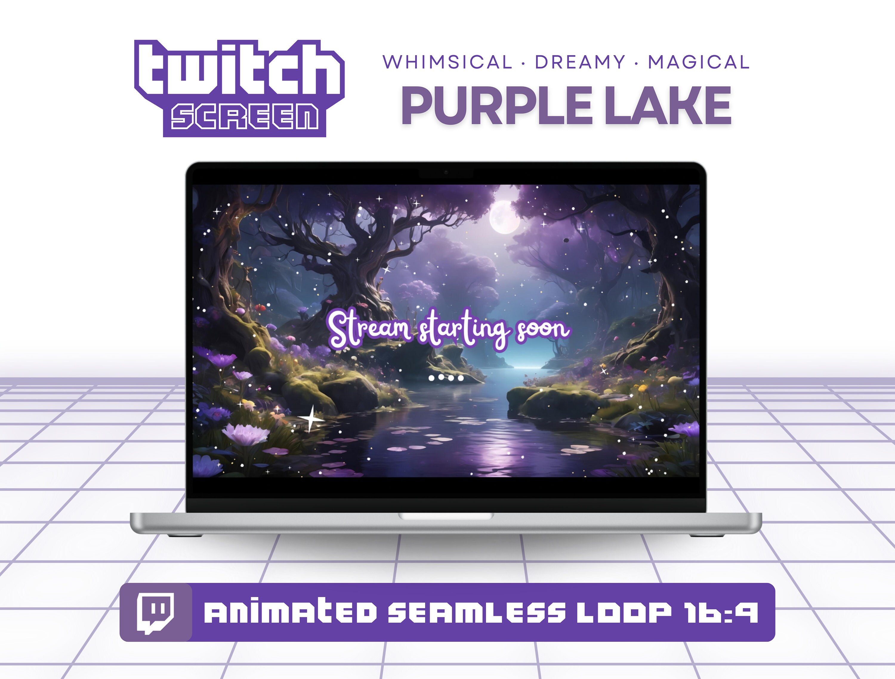 Twitch Stream Screens Overlays Package Purple Animated Vtuber ...