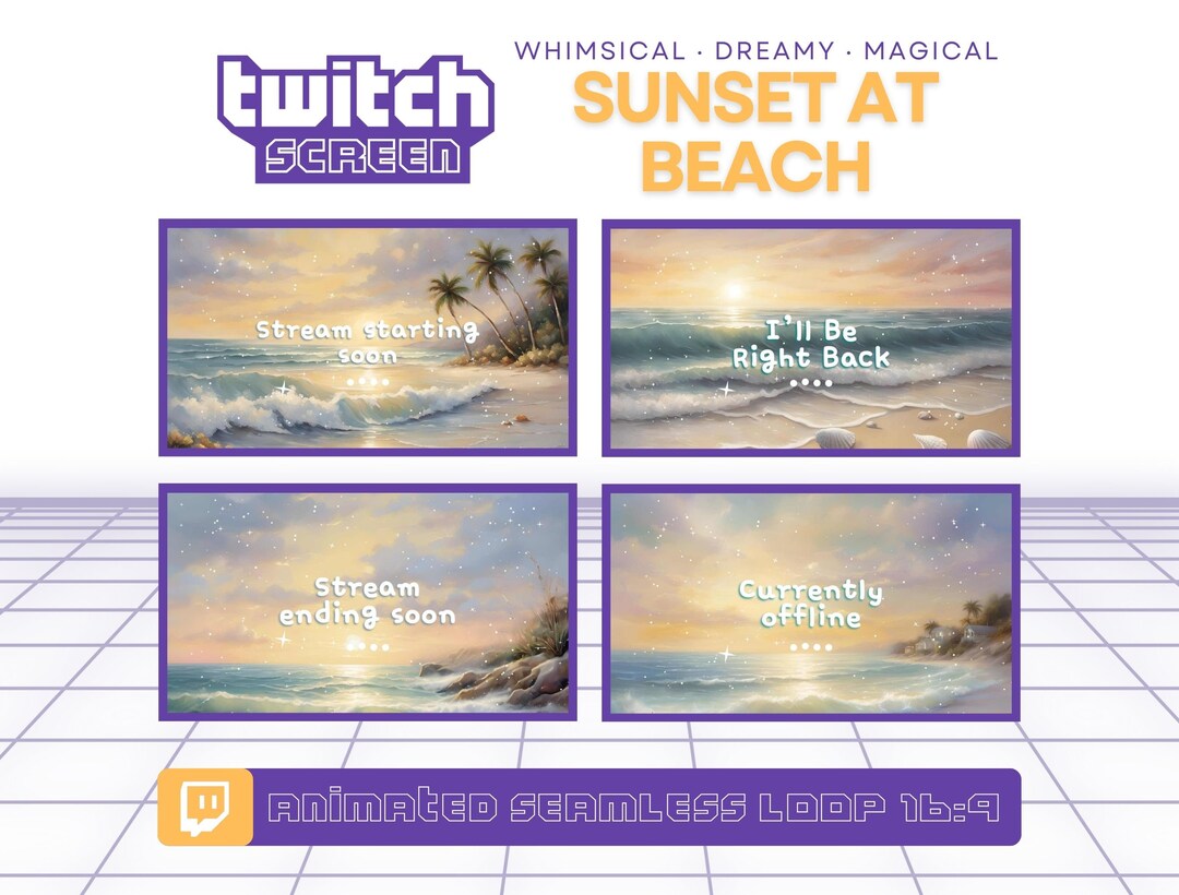 Twitch Stream Screens Overlays Package Twitch Animated Vtuber ...
