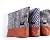 Sale 50% off Light gray  recycle wool clutch ,   pouch , purse