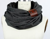 Chunky charcoal plaid circular infinity scarf, unisex , men's scarf, women scarf