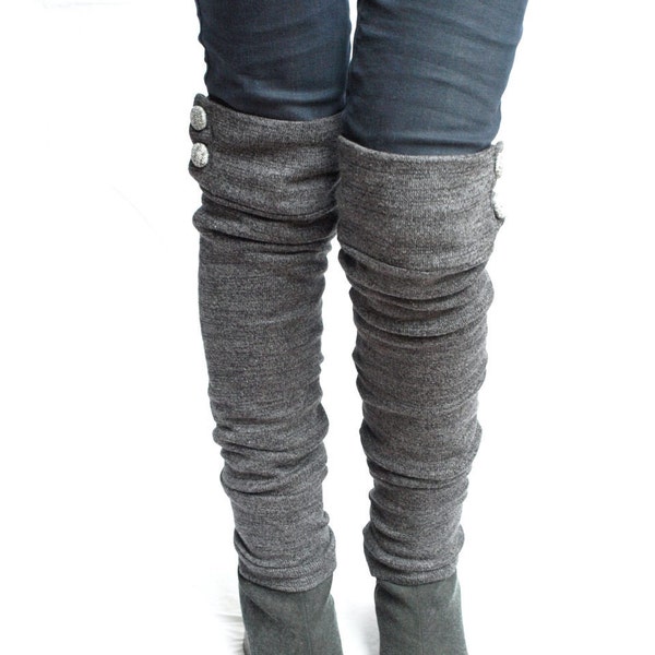 Charcoal knit military leg warmers