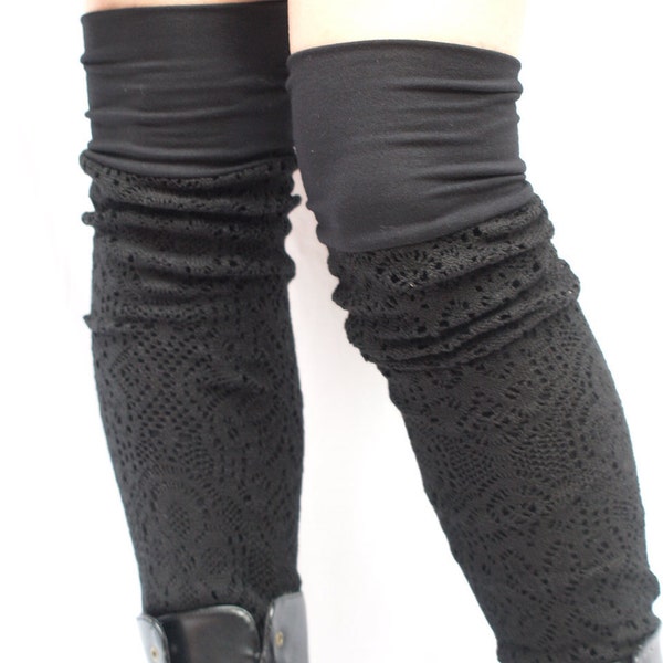 Sale 25% off Black bamboo knit  leg warmers