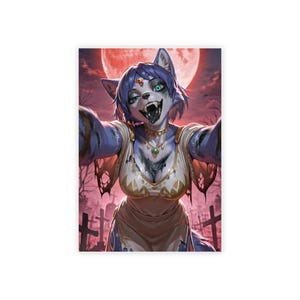 Zombie Krystal Glossy Art Print, Furry Poster, Fantasy Wall Decor, Unique Home Art, Collectible Print, Gift for Geeks, Gamer Decor