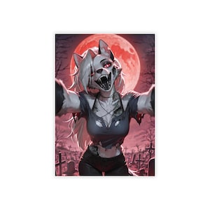 Zombie Loona Glossy Art Print, Furry Poster, Fantasy Wall Decor, Unique Home Art, Collectible Print, Gift for Geeks, Gamer Decor