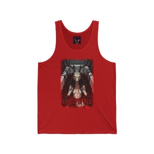 Kit the Wendigo: Lovely in Red Unisex Jersey Tank, Summer Top, Camping Shirt