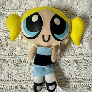 Peluche Bubbles de Las Chicas Superpoderosas de 1999 de 7" de Cartoon Network Toy Connection NUEVO