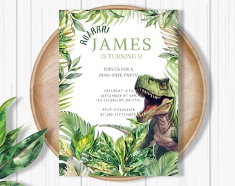 T Rex Birthday Invitation, Dinosaur Party Invitation, Dinosaur Birthday Invite, Boy Birthday Party, Editable Kids Birthday Invitation
