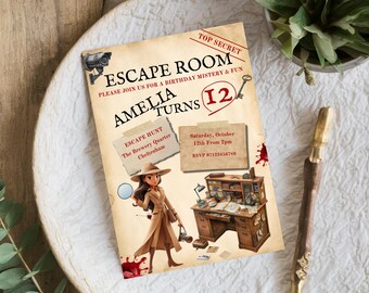Escape Room Birthday Invitation, Editable Mystery Birthday Party Invite, Kids Escape Hunt Birthday Template, Family Game Night Mobile Invite