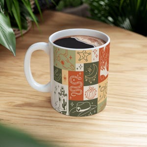 Colorful Western Ceramic Mug, Cowboy Coffee Cup, Rodeo Tea Mug, Southwest Kitchen Decor, Wild West Gift, Southwestern Drinkware