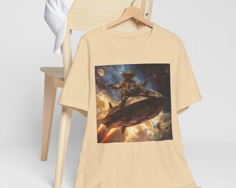 Space Cowboy Graphic Tee, Sci-Fi Western Unisex T-Shirt