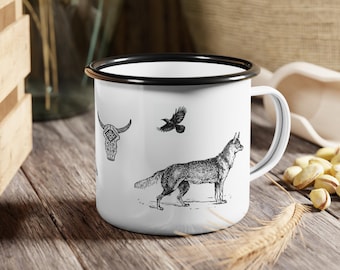 Western Bull Skull Emaille Camp Tasse, Südwesten Camping Becher