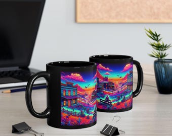 Abgefahrene Western Geisterstadt Tasse, gruseliges Halloween-Dekor