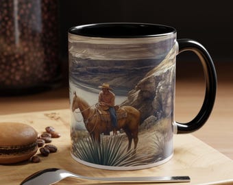 Western Cowboy Malerei Druck Akzent Kaffeetasse (11, 15 Unzen)