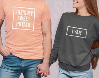 Camisa de batata y ñame - Sudadera, Acción de Gracias en pareja, Camisa divertida para amigos en Acción de Gracias, Camisa a juego para Acción de Gracias en pareja, amigos y familia