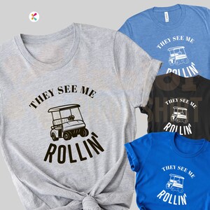 おもしろゴルフカートシャツ - They See Me Rollin’ Tシャツ - ゴルフ愛好家へのギフト - ゴルフパパシャツ - ゴルフのユーモアTシャツ - ユニセックスゴルフTシャツ、父の日