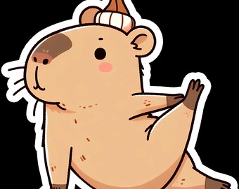 Funny Capybara Yoga Waterproof Sticker - Laptop, Water Bottle Decal