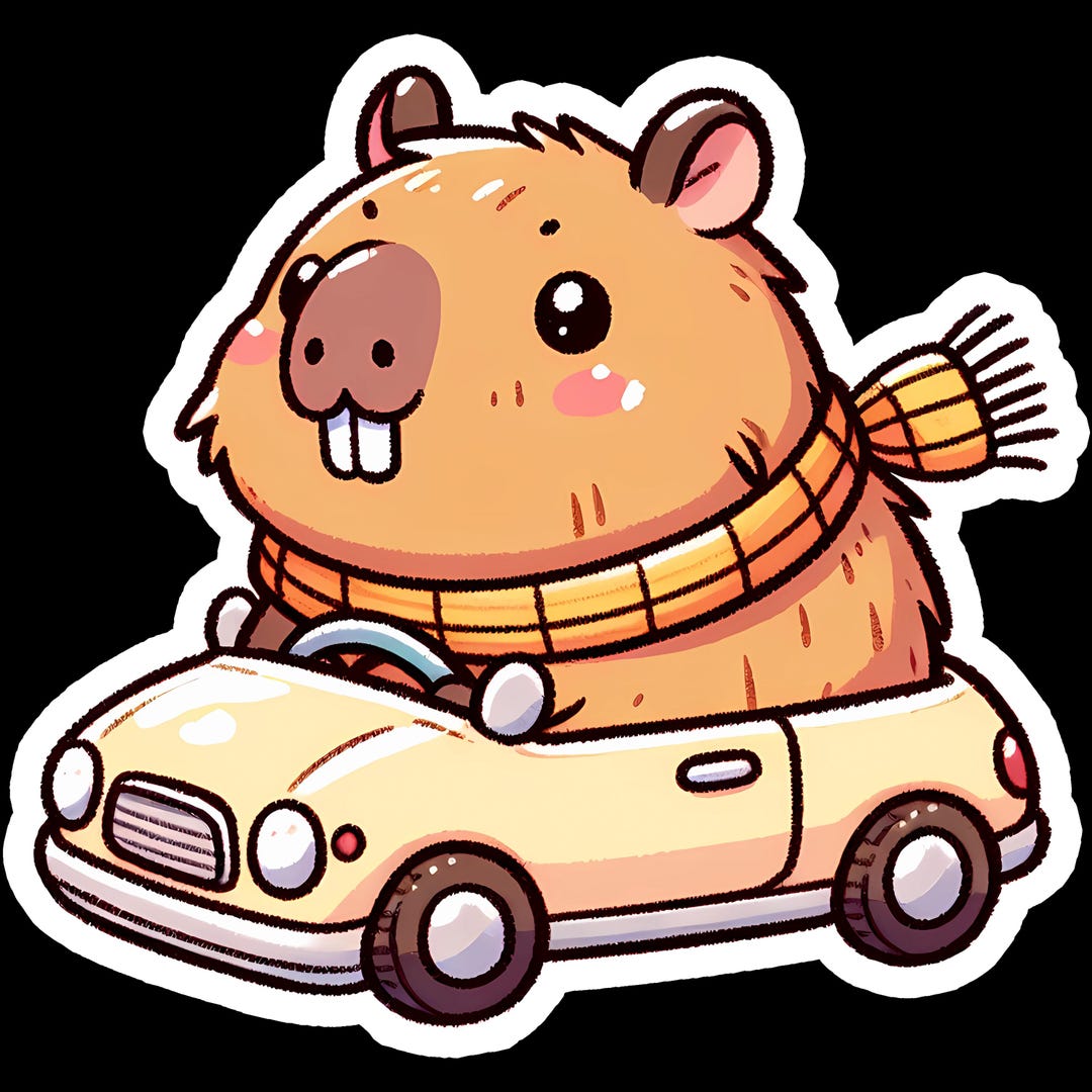 Funny Capybara Driving Car Sticker - Waterproof Laptop Decal - Etsy
