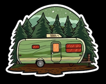Retro Camper Vinyl Sticker, Waterproof Nature Decal