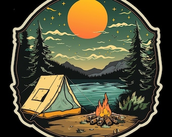 Retro Camping Vinyl Sticker, Waterproof Car Decal