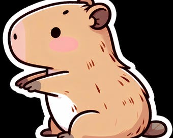 Grappige sticker capibara - laptop, waterfles, autosticker