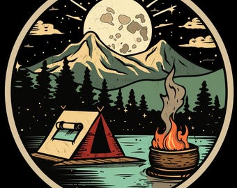 Retro Camping Vinyl Sticker, Waterproof Nature Decal