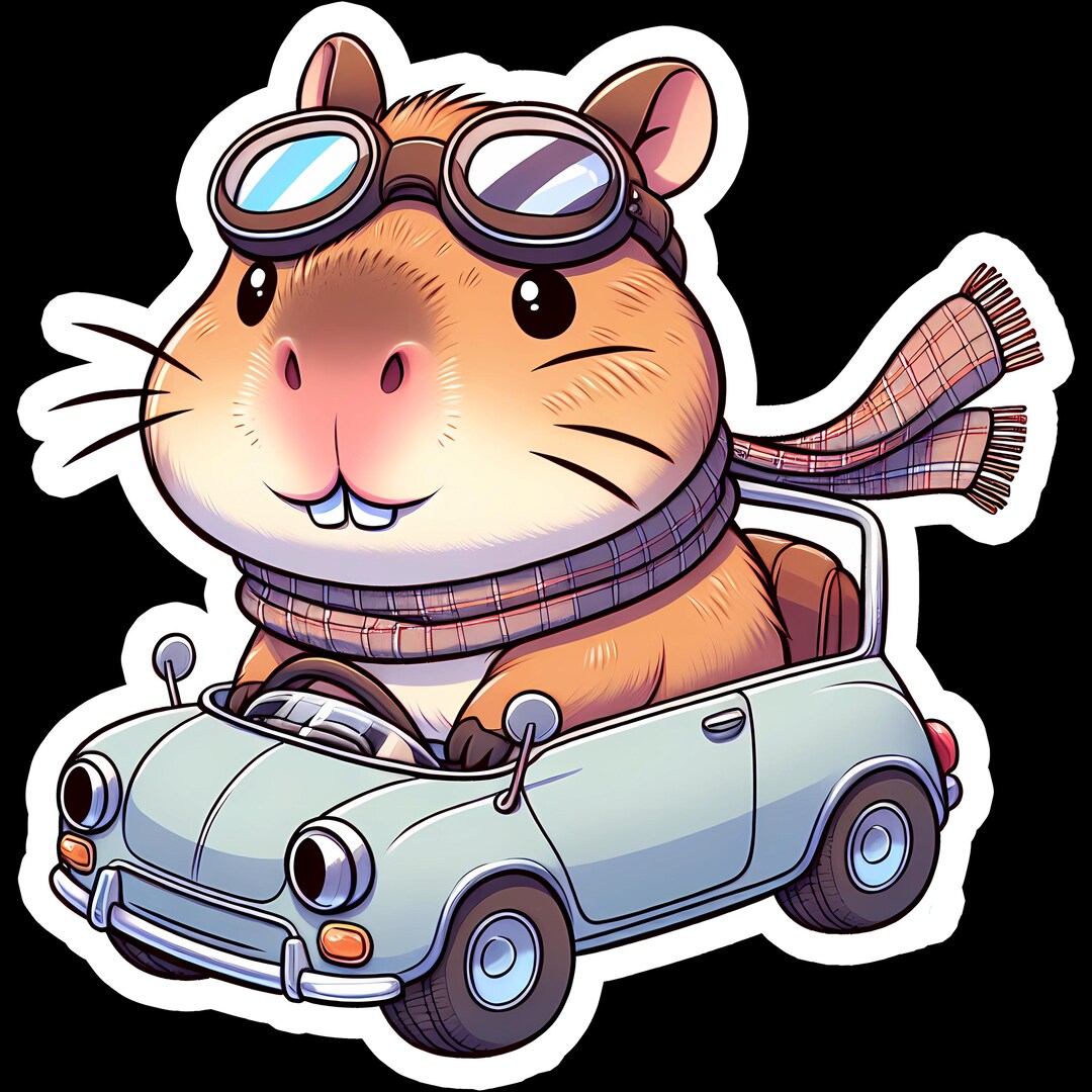 Funny Capybara Driving Car Sticker, Waterproof Laptop Decal - Etsy