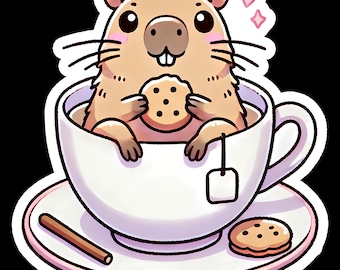 Sticker grappige capibara - waterdichte sticker laptop/waterfles