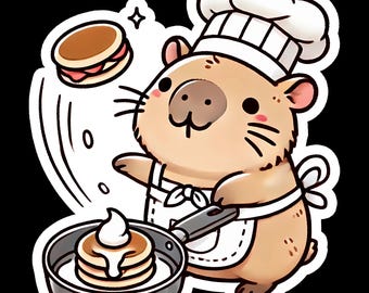 Funny Chef Capybara Waterproof Sticker - Laptop, Water Bottle Decal