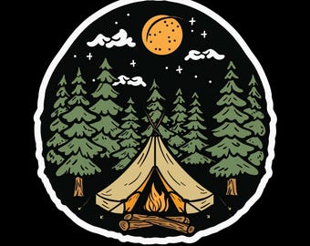 Retro Camping Vinyl Sticker, Waterproof Car Decal