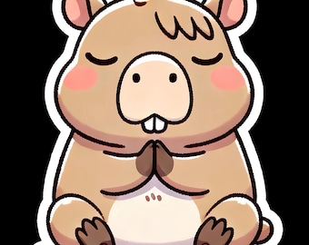 Grappige sticker capibara - laptop, sticker waterfles
