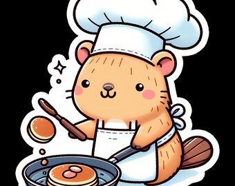 Funny Capybara Chef Waterproof Sticker - Laptop, Car Decal