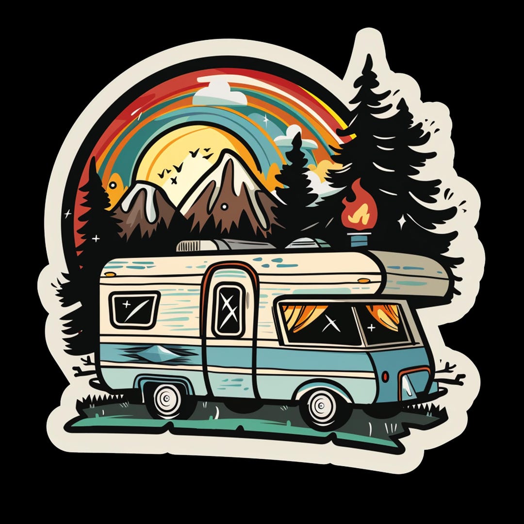Retro Camping Vinyl Sticker, Waterproof Camper Decal - Etsy