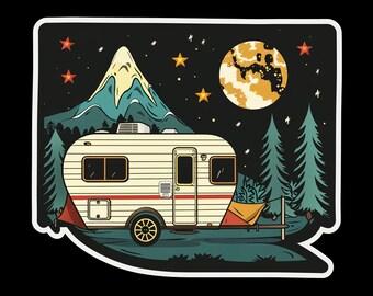 Retro Camping Vinyl Sticker, Waterproof Car Decal