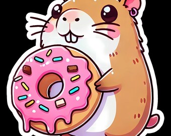 Funny Capybara Donut Waterproof Sticker, Laptop Decal