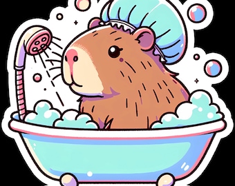 Funny Capybara Bath Sticker, Waterproof Decal