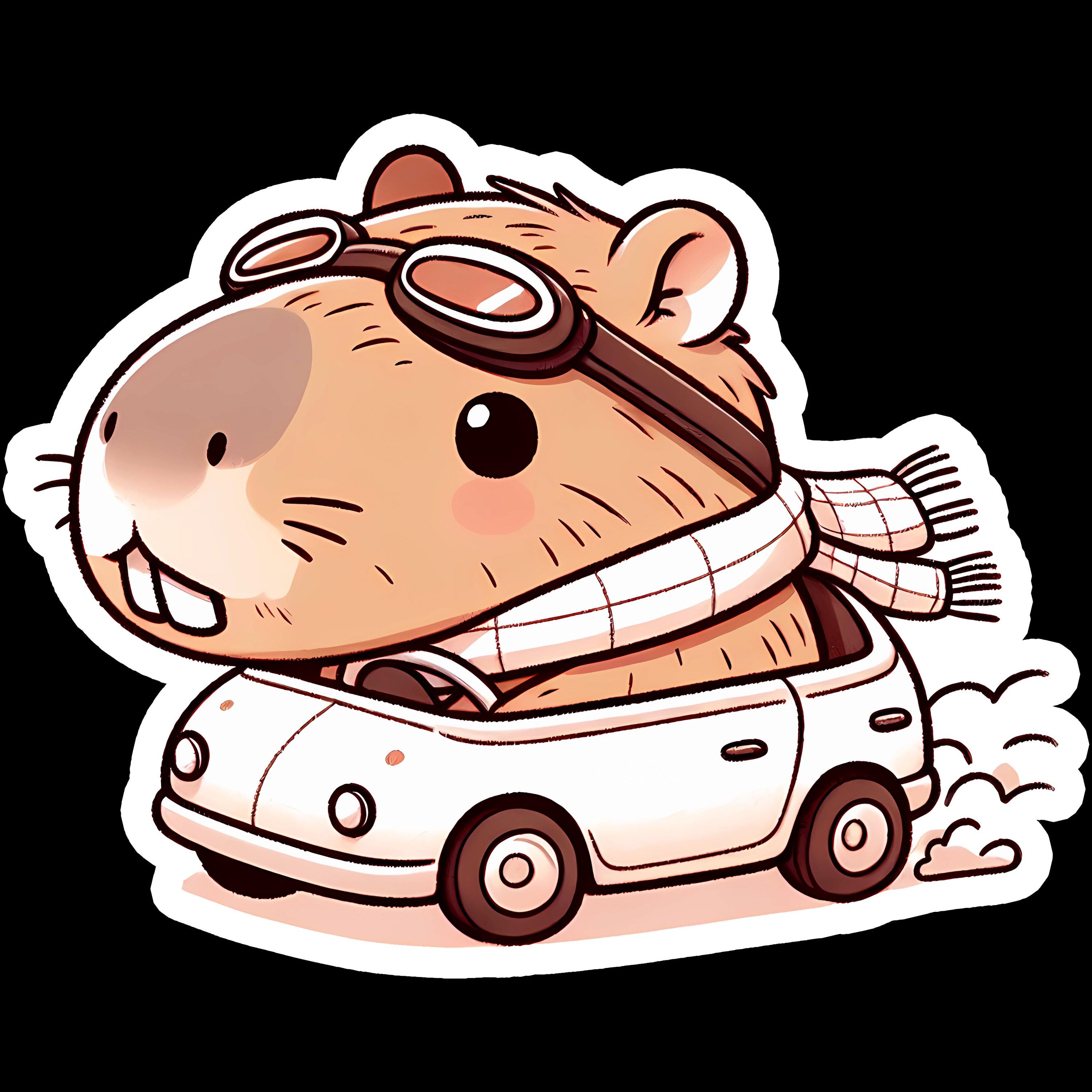 Funny Capybara Driving Car Sticker - Waterproof Laptop Decal - Etsy