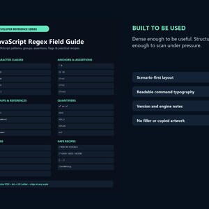 Regex Cheat Sheet Printable, JavaScript Regular Expression Reference Poster, Developer Coding PDF image 2