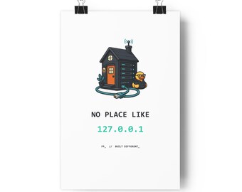 Localhost Programmer Poster, 127.0.0.1 IP Address Art, Developer Office Wall Decor