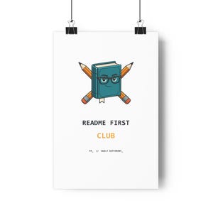 Affiche « README First Club », Décoration murale minimaliste pour programmeur, Affiche pour bureau de développeur logiciel, Cadeau pour codeur