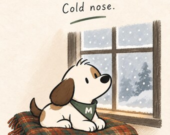 Milo Winter, cane, stampa artistica, cuore caldo, naso freddo, accogliente, download PNG