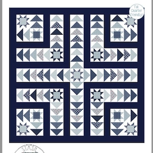 Goose Flight Modern Quilt Pattern PDF – 80x80 Stash Buster with Flying Geese & Stars – Beginner to Advanced Quilter Friendly