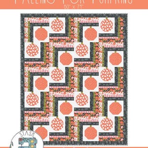 Falling for Pumpkins Quilt Pattern PDF ,Large Lap Quilt 60x74 , Beginner Friendly Fall Quilt Pattern , Instant Download