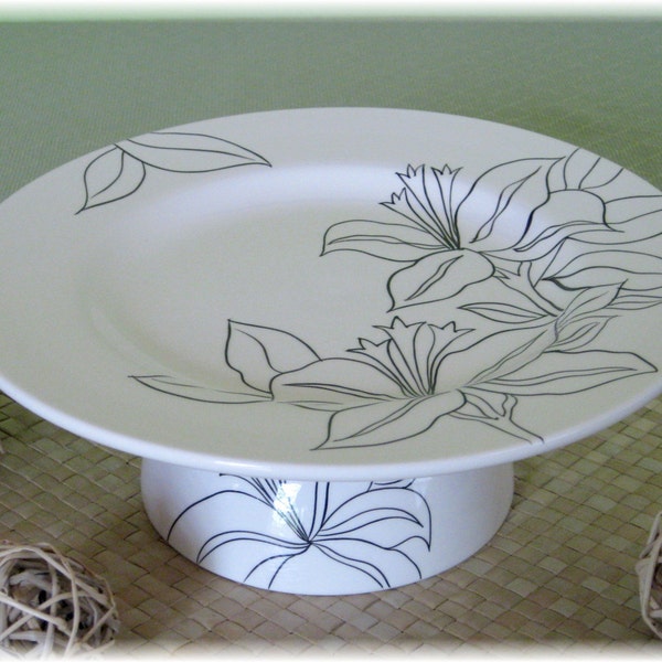 Black and White Flora Platter